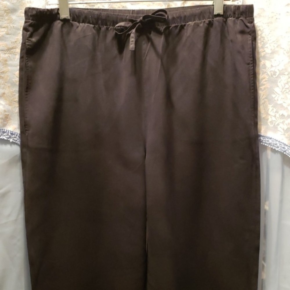 100% SILK ORVIS BLACK DRAWSTRING PANTS SZ S